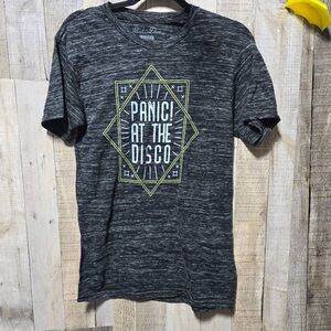 Panic! At The Disco Manhead Short Sleeve T-Shirt Unisex Heather Gray Black